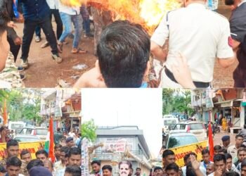 शिक्षा के व्यवसायीकरण के विरोध में एनएसयुआई ने फूंका उपमुख्यमंत्री व शिक्षा मंत्री का पुतला