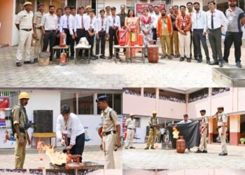 श्री रामकृष्ण पब्लिक स्कूल में अग्नि सुरक्षा बचाव संबंधी परीक्षण ‘‘माॅक ड्रिल‘‘