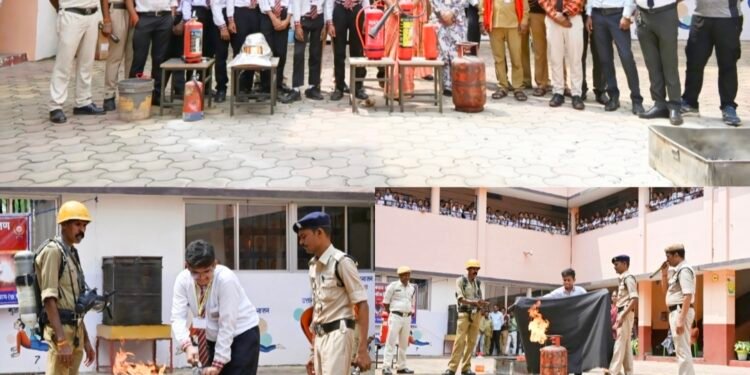 श्री रामकृष्ण पब्लिक स्कूल में अग्नि सुरक्षा बचाव संबंधी परीक्षण ‘‘माॅक ड्रिल‘‘